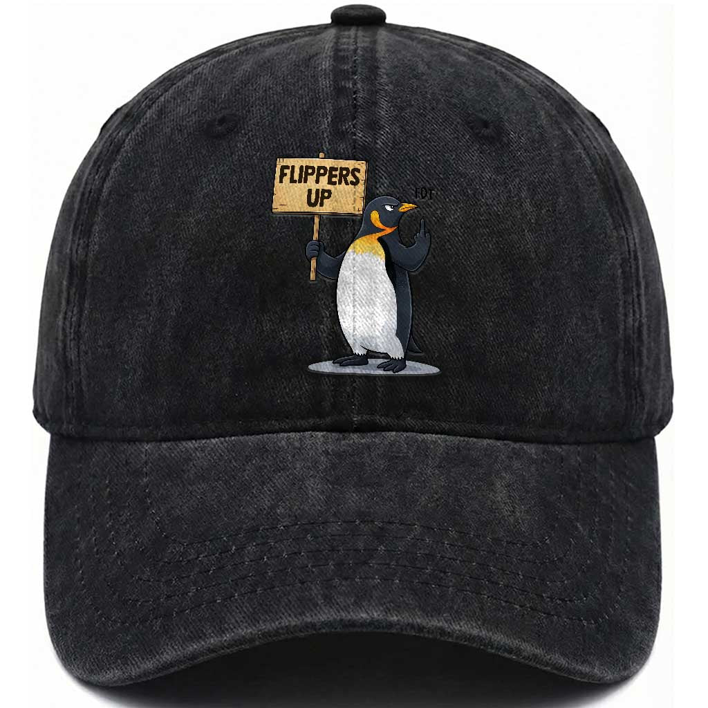 Penguins Resist Washed Cotton Baseball Cap Flippers Up Protest