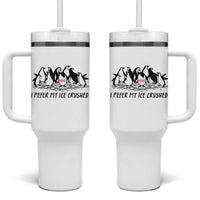 Funny Penguins Resist Protest Tumbler With Handle I Pefer My Ice Crushed