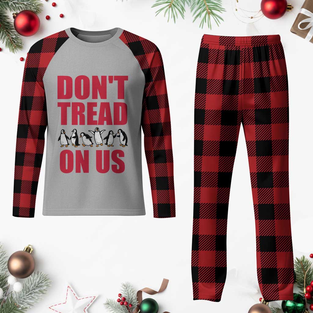 Funny Penguins Resist Protest Plaid Pajama Set Don't Tread On Us