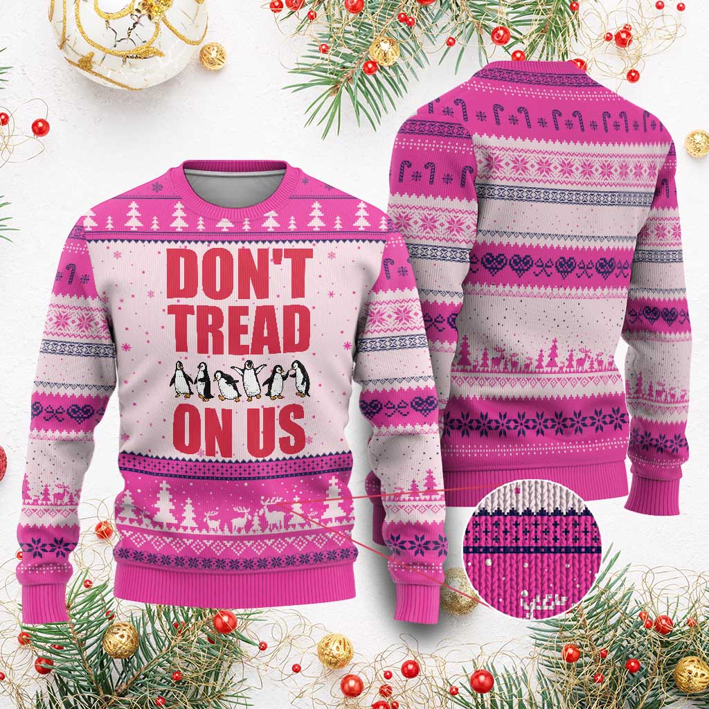 Funny Penguins Resist Protest Ugly Christmas Sweater Don't Tread On Us