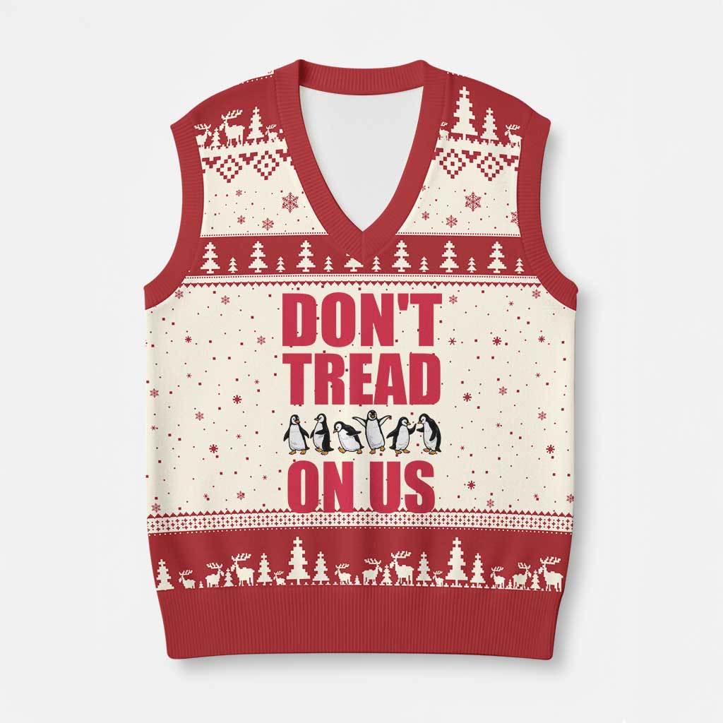 Funny Penguins Resist Protest V-Neck Knit Sweater Vest Don't Tread On Us
