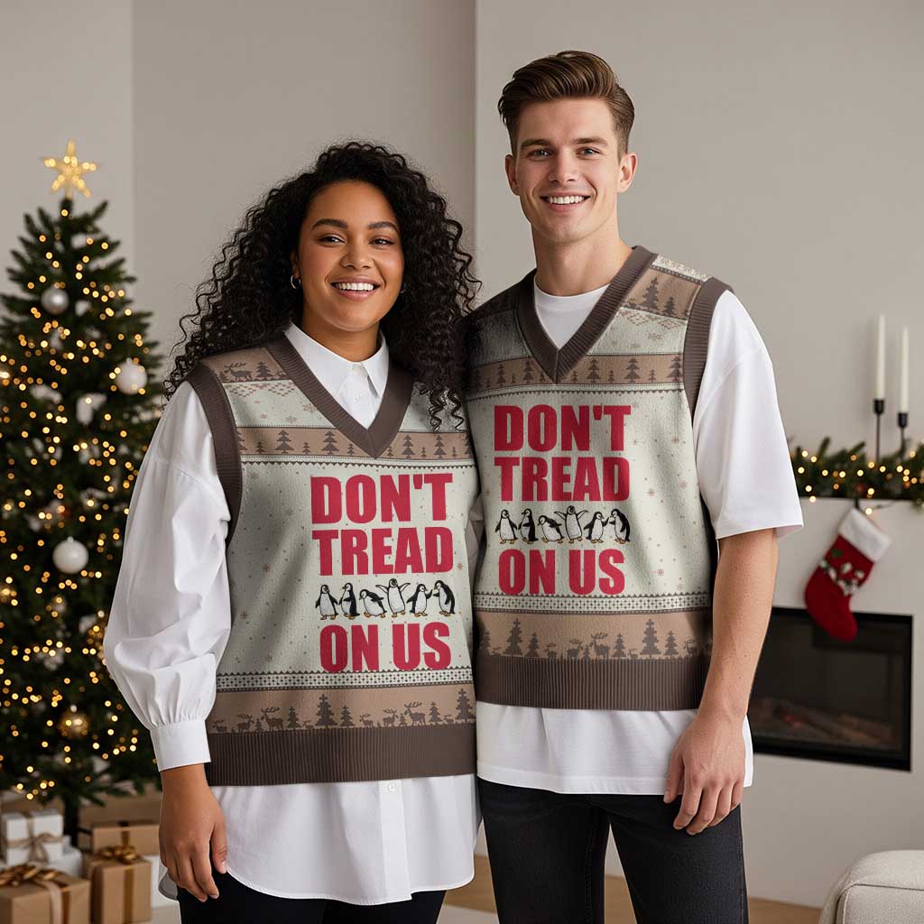 Funny Penguins Resist Protest V-Neck Knit Sweater Vest Don't Tread On Us
