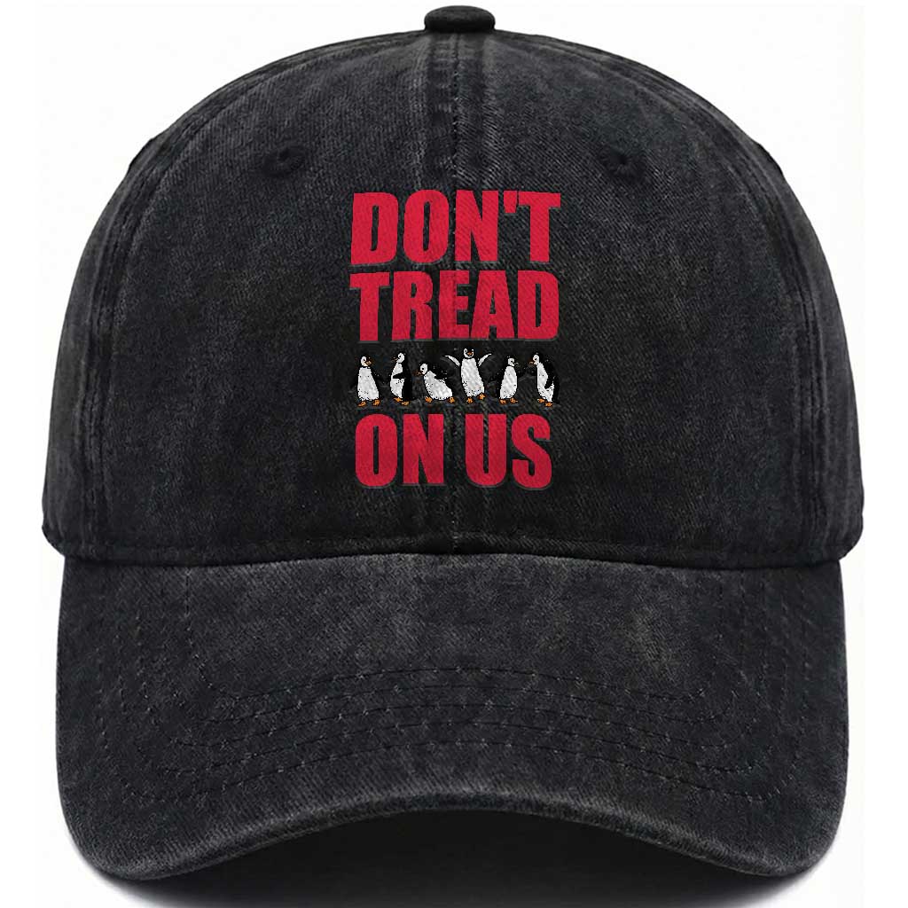 Funny Penguins Resist Protest Washed Cotton Baseball Cap Don't Tread On Us