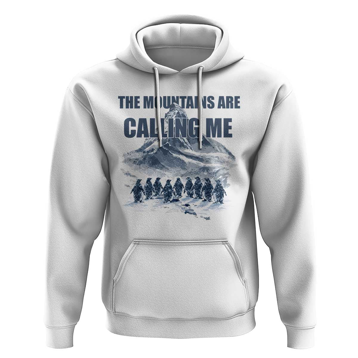 Funny Nihilist Penguin Hiking Hoodie The Mountains Are Calling Me