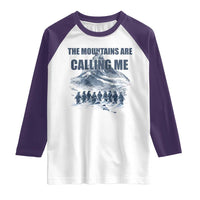 Funny Nihilist Penguin Hiking Raglan Shirt The Mountains Are Calling Me