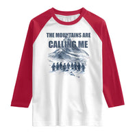 Funny Nihilist Penguin Hiking Raglan Shirt The Mountains Are Calling Me
