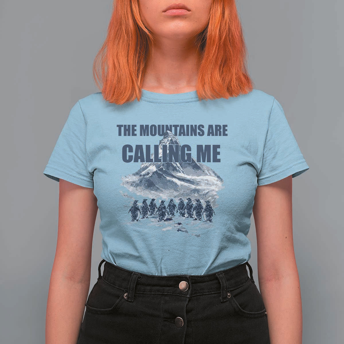 Funny Nihilist Penguin Hiking T Shirt For Women The Mountains Are Calling Me