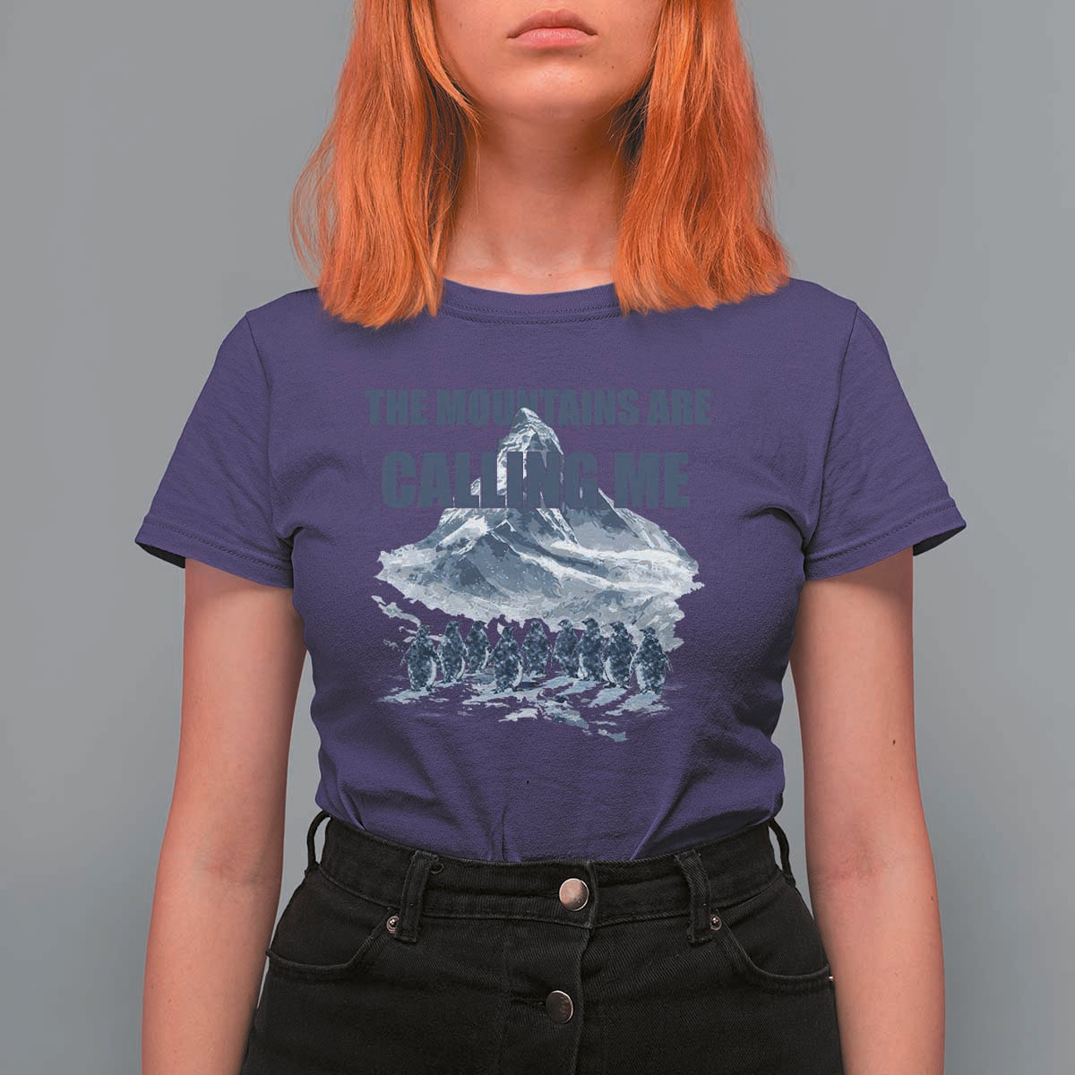 Funny Nihilist Penguin Hiking T Shirt For Women The Mountains Are Calling Me