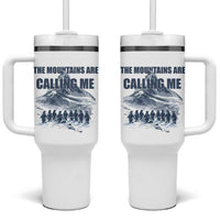 Funny Nihilist Penguin Hiking Tumbler With Handle The Mountains Are Calling Me