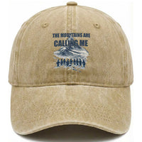 Funny Nihilist Penguin Hiking Washed Cotton Baseball Cap The Mountains Are Calling Me