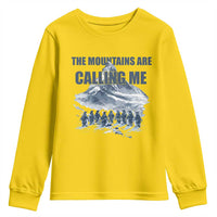 Funny Nihilist Penguin Hiking Youth Sweatshirt The Mountains Are Calling Me