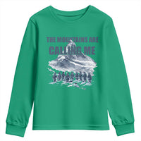 Funny Nihilist Penguin Hiking Youth Sweatshirt The Mountains Are Calling Me
