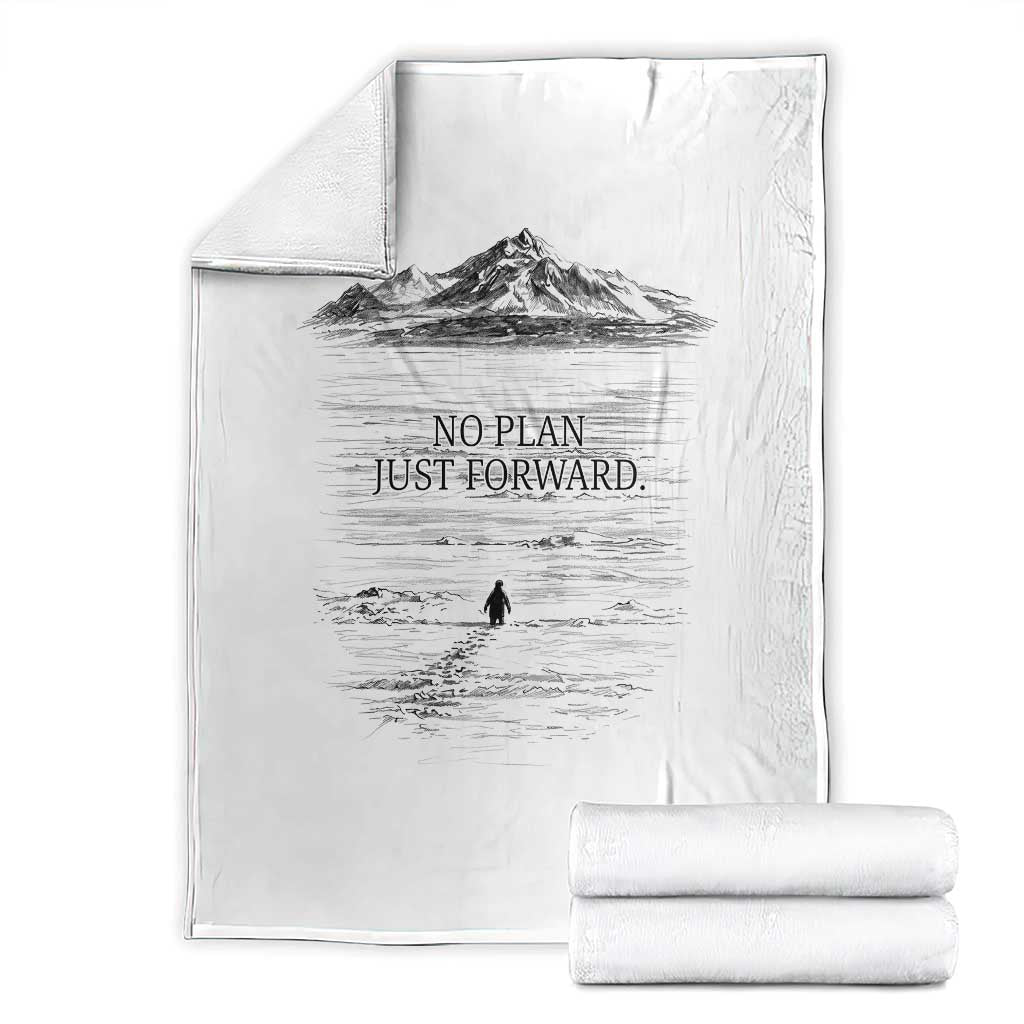 Funny Nihilist Penguin Hiking Throw Blanket No Plan Just Forward