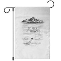 Funny Nihilist Penguin Hiking Garden Flag No Plan Just Forward