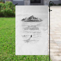 Funny Nihilist Penguin Hiking Garden Flag No Plan Just Forward
