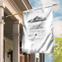 Funny Nihilist Penguin Hiking Garden Flag No Plan Just Forward