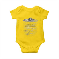 Funny Nihilist Penguin Hiking Baby Onesie No Plan Just Forward