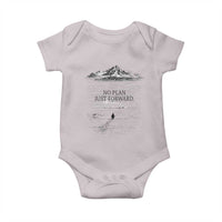 Funny Nihilist Penguin Hiking Baby Onesie No Plan Just Forward