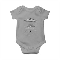 Funny Nihilist Penguin Hiking Baby Onesie No Plan Just Forward