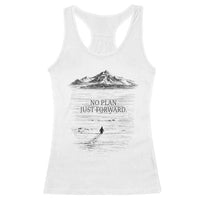 Funny Nihilist Penguin Hiking Racerback Tank Top No Plan Just Forward