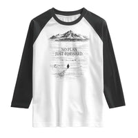 Funny Nihilist Penguin Hiking Raglan Shirt No Plan Just Forward