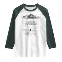 Funny Nihilist Penguin Hiking Raglan Shirt No Plan Just Forward