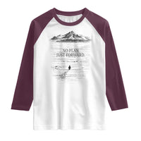 Funny Nihilist Penguin Hiking Raglan Shirt No Plan Just Forward
