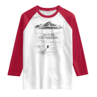 Funny Nihilist Penguin Hiking Raglan Shirt No Plan Just Forward