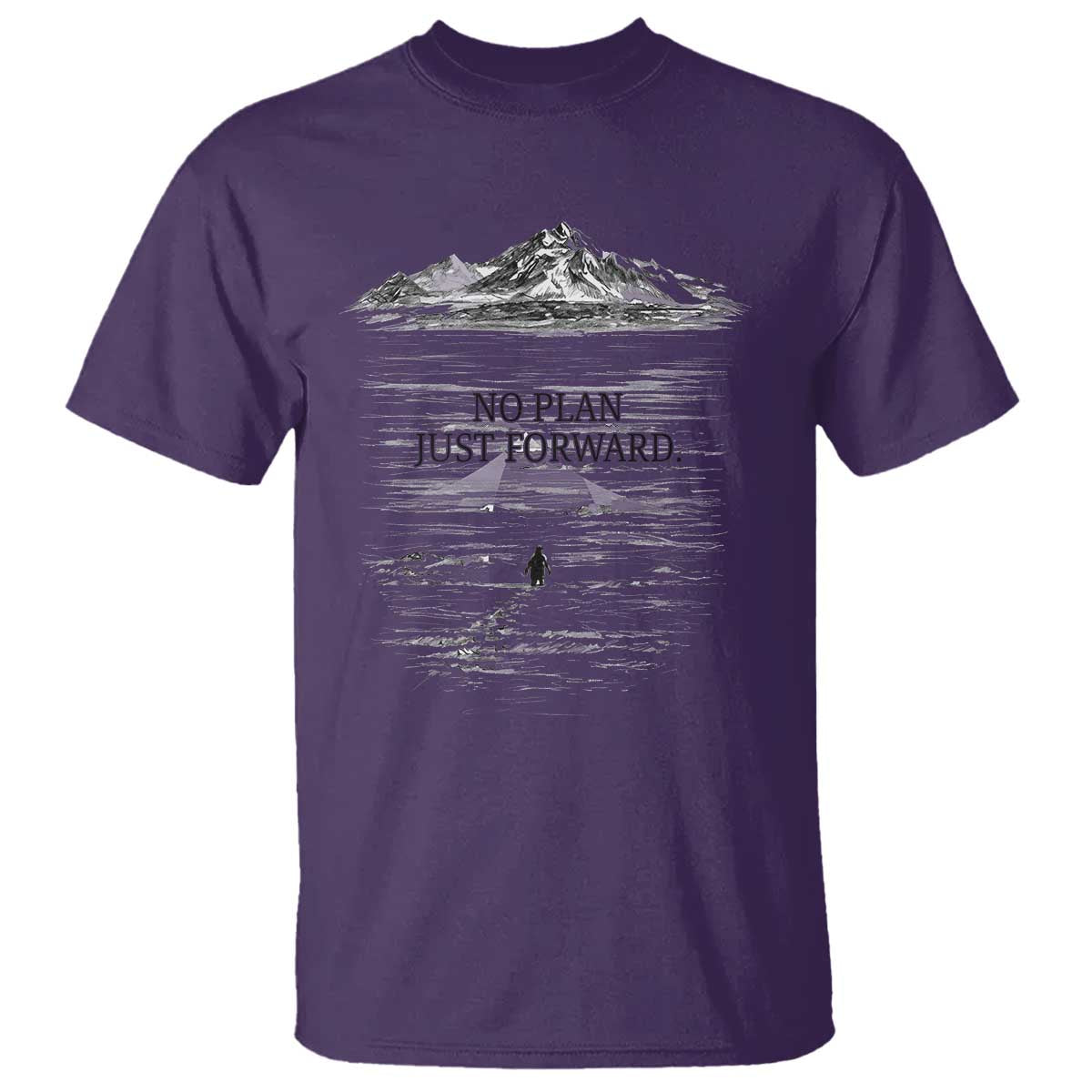 Funny Nihilist Penguin Hiking T Shirt No Plan Just Forward