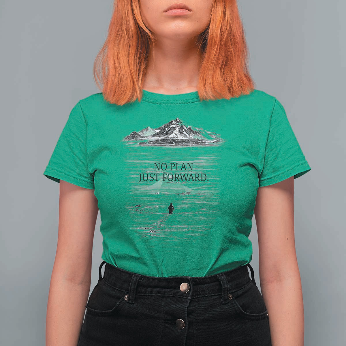 Funny Nihilist Penguin Hiking T Shirt For Women No Plan Just Forward