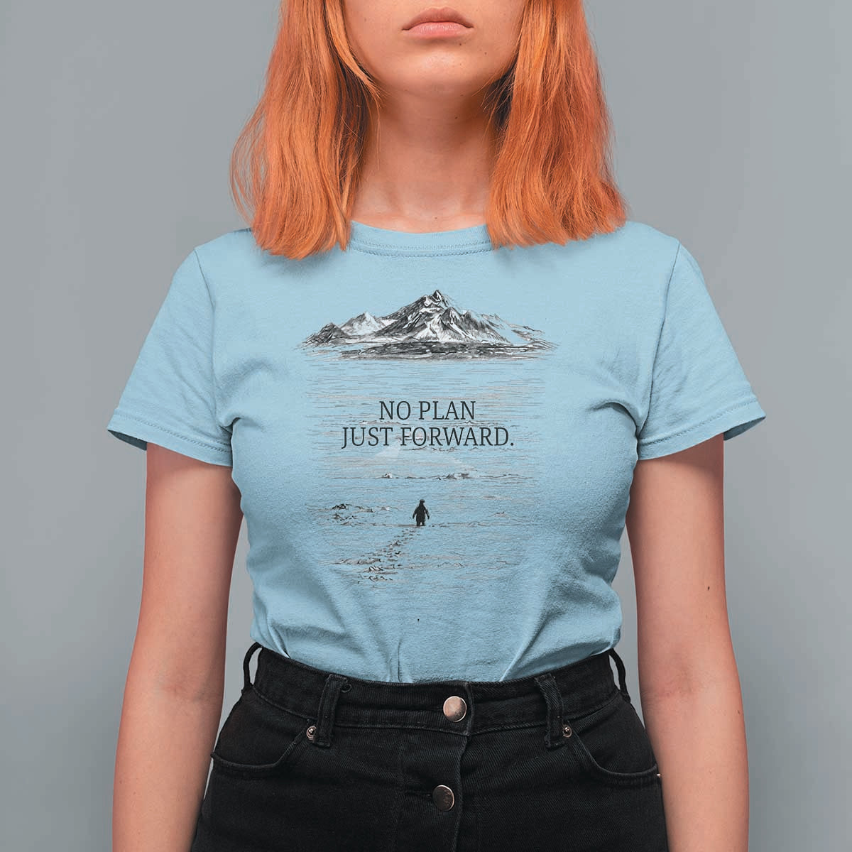 Funny Nihilist Penguin Hiking T Shirt For Women No Plan Just Forward