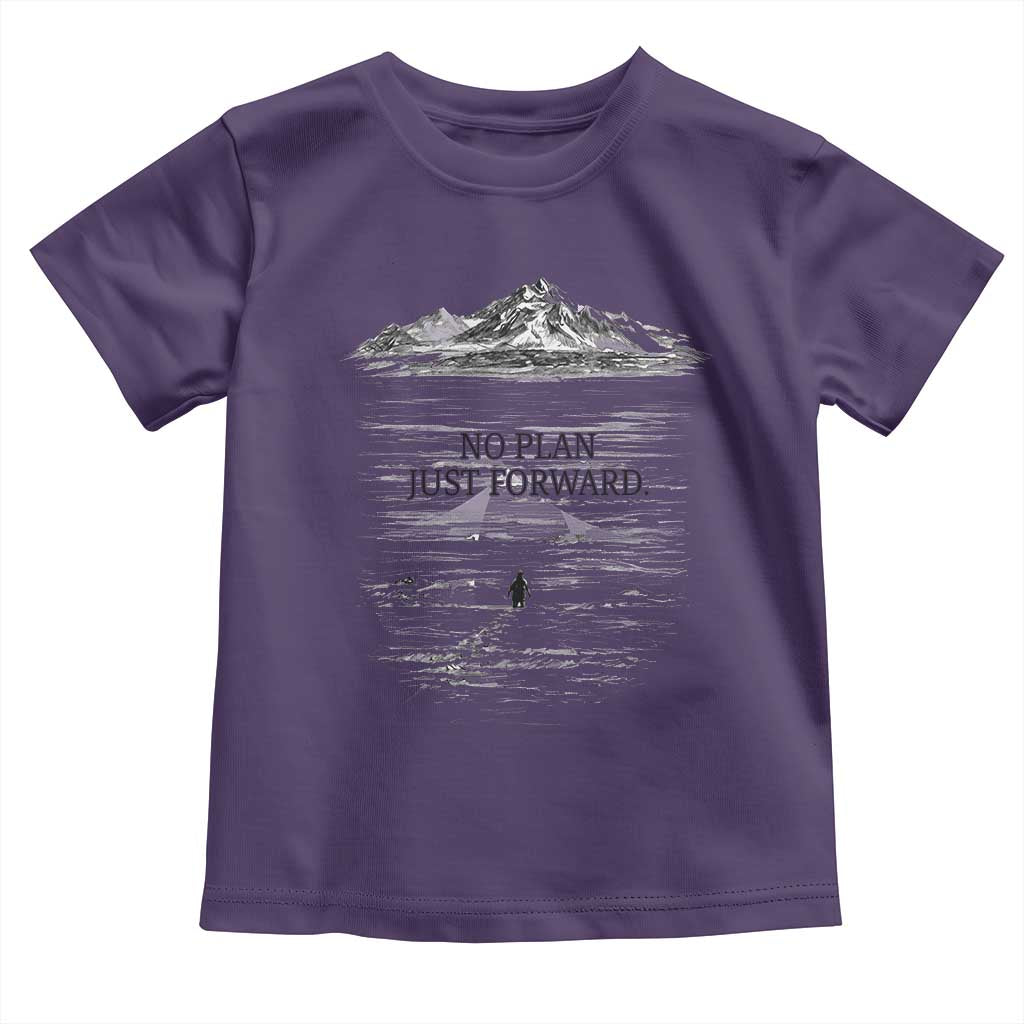 Funny Nihilist Penguin Hiking Toddler T Shirt No Plan Just Forward