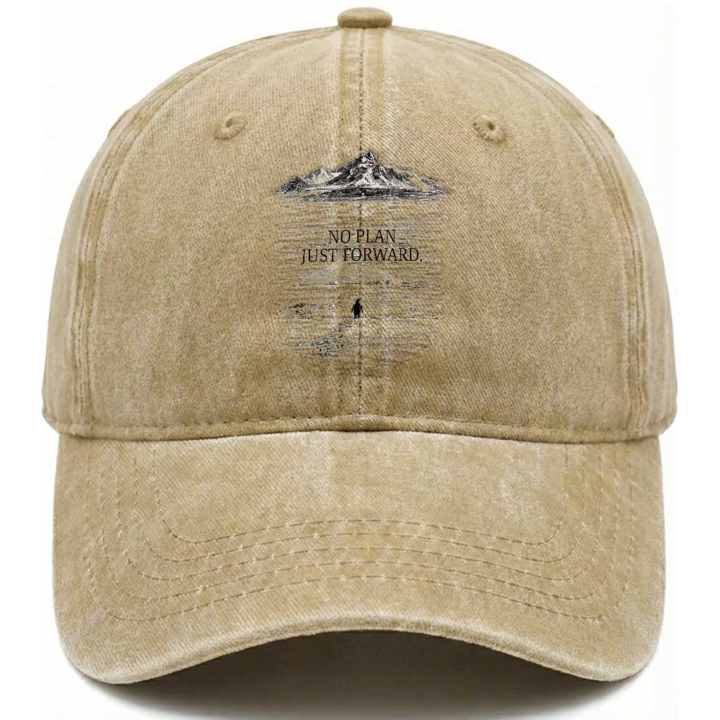 Funny Nihilist Penguin Hiking Washed Cotton Baseball Cap No Plan Just Forward