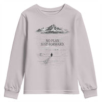 Funny Nihilist Penguin Hiking Youth Sweatshirt No Plan Just Forward