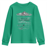 Funny Nihilist Penguin Hiking Youth Sweatshirt No Plan Just Forward