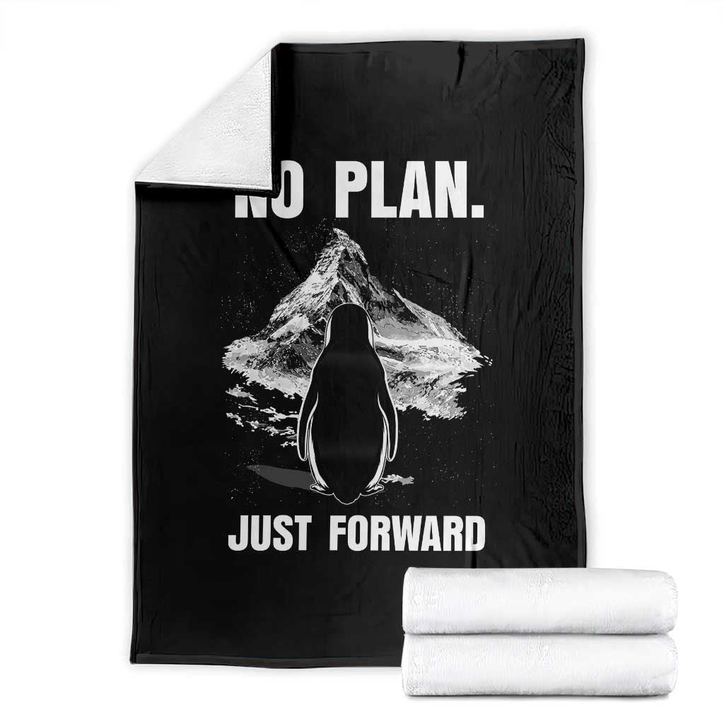 Nihilist Penguin Hiking Meme Throw Blanket No Plan Just Forward