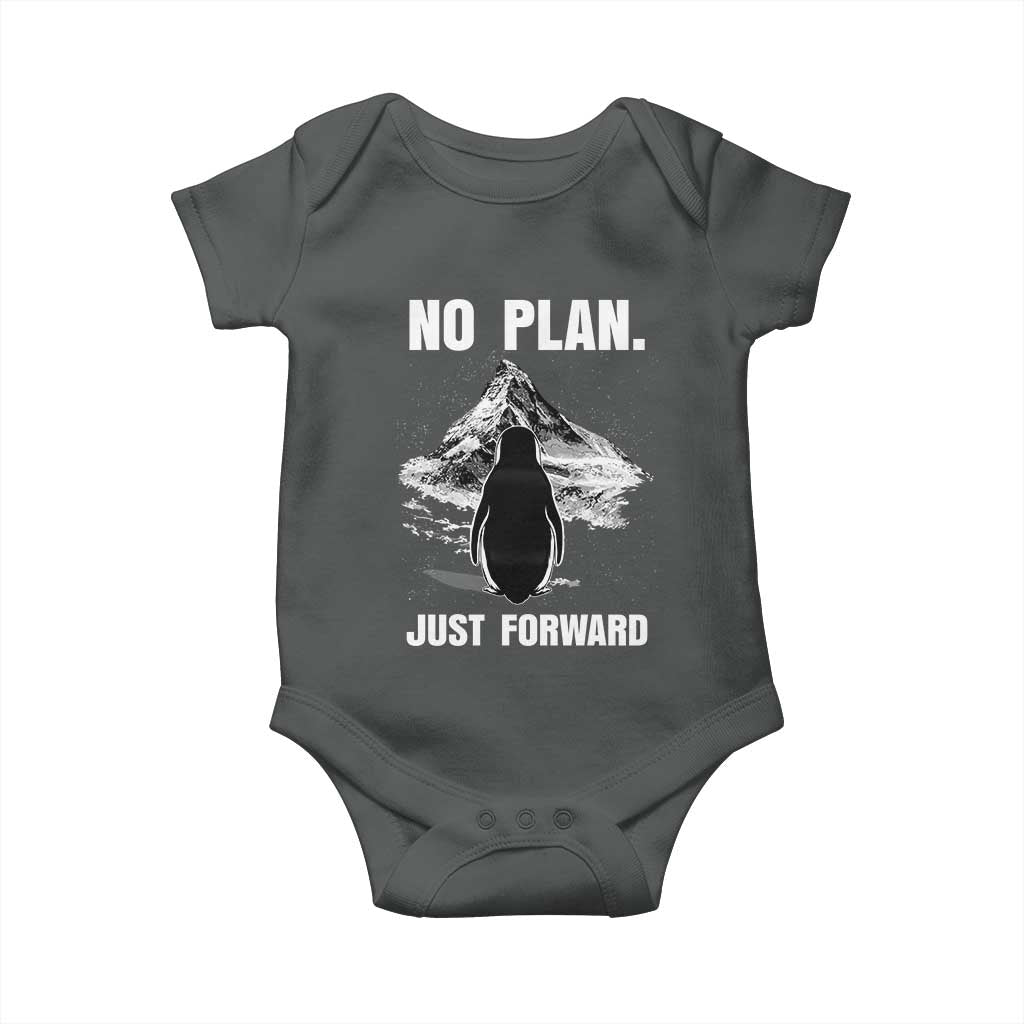 Nihilist Penguin Hiking Meme Baby Onesie No Plan Just Forward