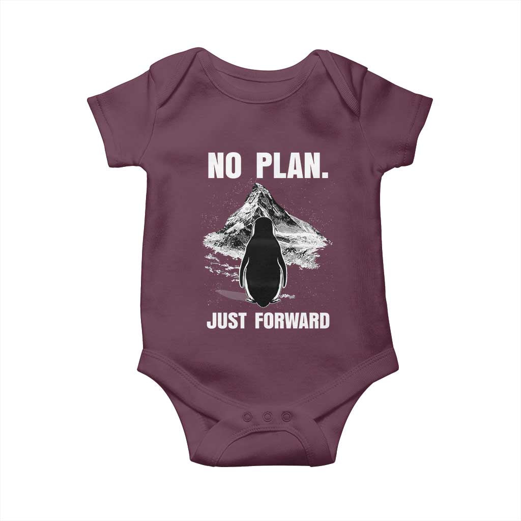 Nihilist Penguin Hiking Meme Baby Onesie No Plan Just Forward