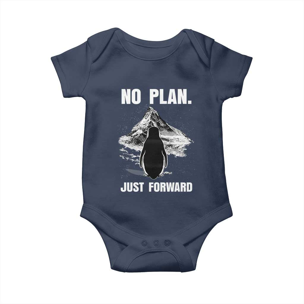 Nihilist Penguin Hiking Meme Baby Onesie No Plan Just Forward
