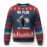 Nihilist Penguin Hiking Meme Ugly Christmas Sweater No Plan Just Forward