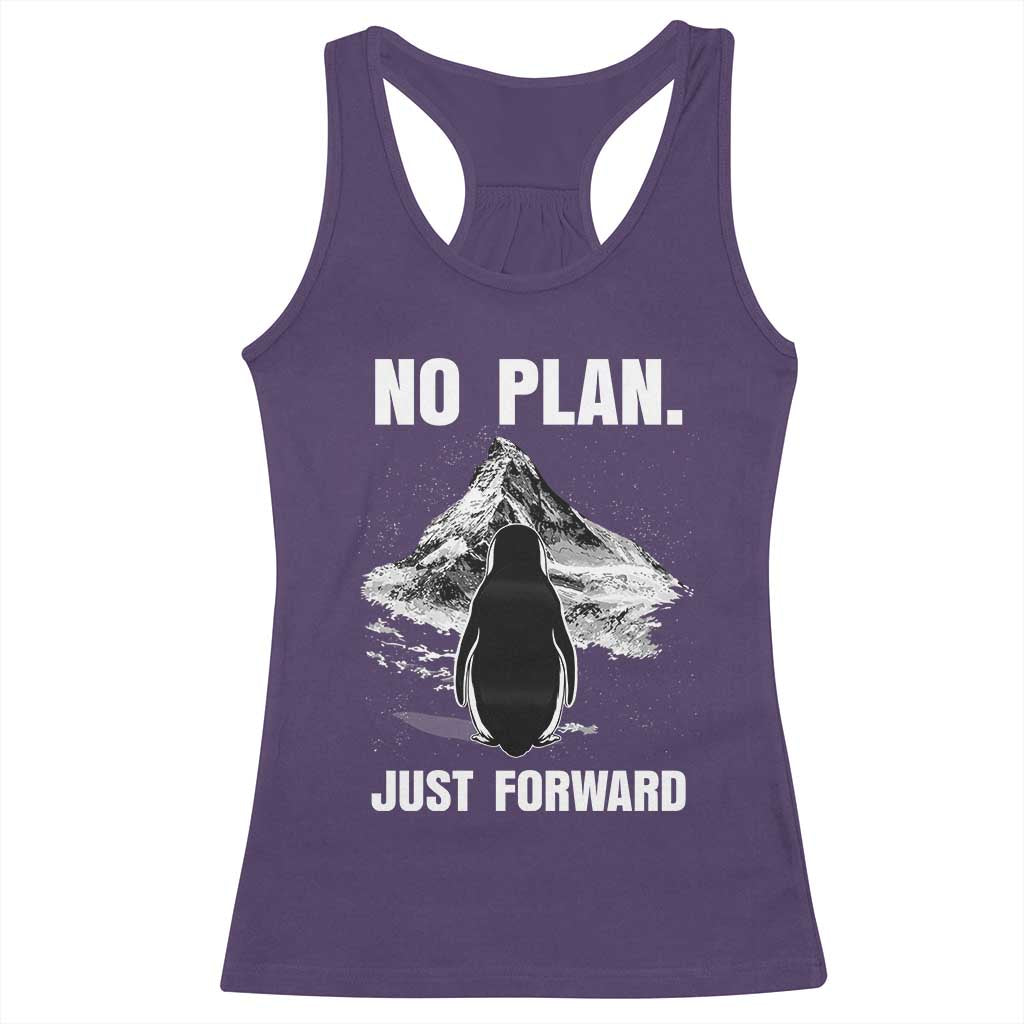 Nihilist Penguin Hiking Meme Racerback Tank Top No Plan Just Forward