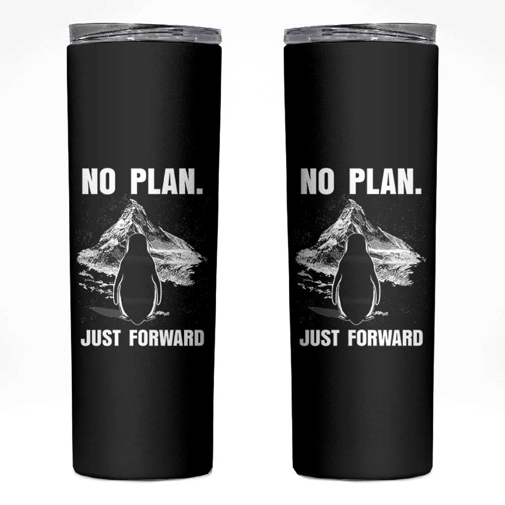 Nihilist Penguin Hiking Meme Skinny Tumbler No Plan Just Forward