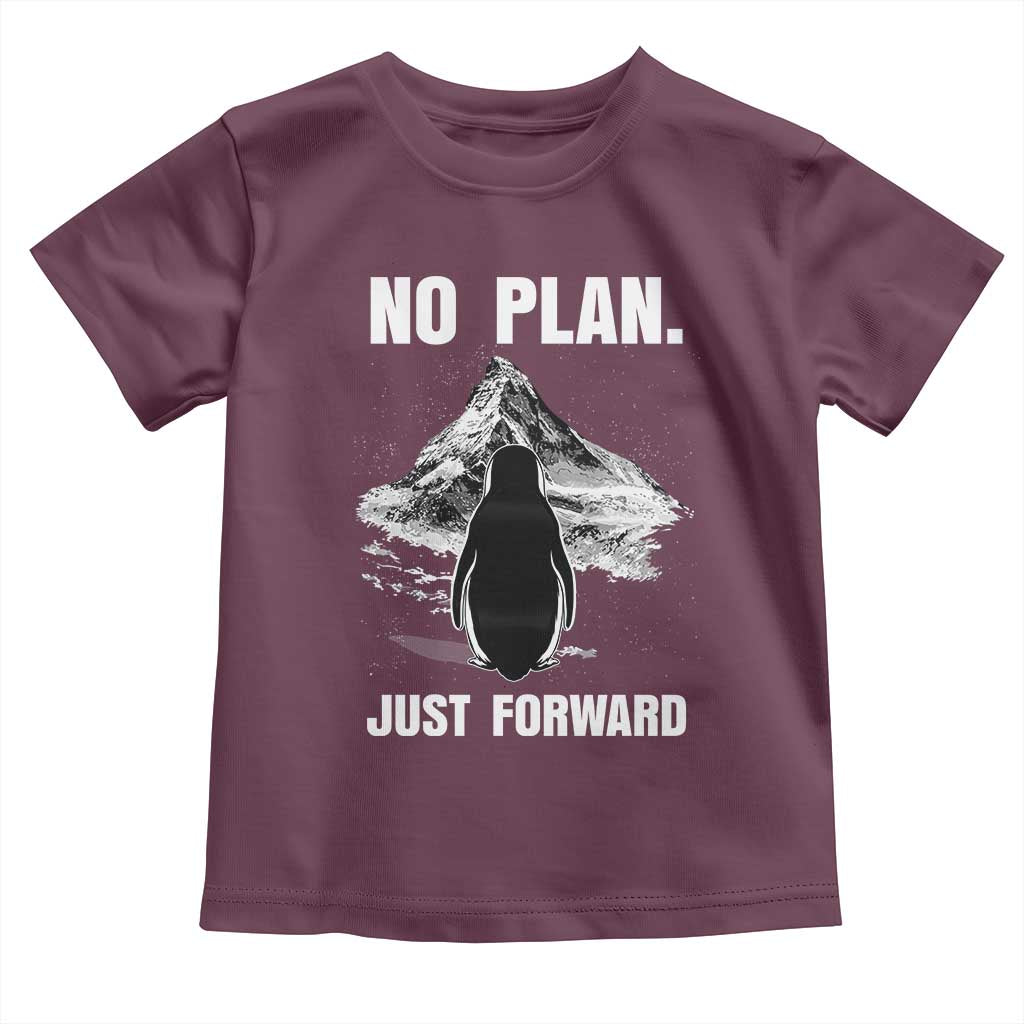 Nihilist Penguin Hiking Meme Toddler T Shirt No Plan Just Forward