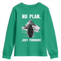 Nihilist Penguin Hiking Meme Youth Sweatshirt No Plan Just Forward