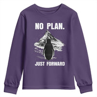 Nihilist Penguin Hiking Meme Youth Sweatshirt No Plan Just Forward