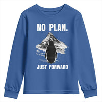 Nihilist Penguin Hiking Meme Youth Sweatshirt No Plan Just Forward