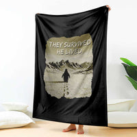Nihilist Penguin Hiking Meme Throw Blanket They Survived He Lived