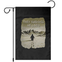 Nihilist Penguin Hiking Meme Garden Flag They Survived He Lived