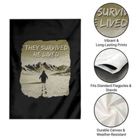 Nihilist Penguin Hiking Meme Garden Flag They Survived He Lived