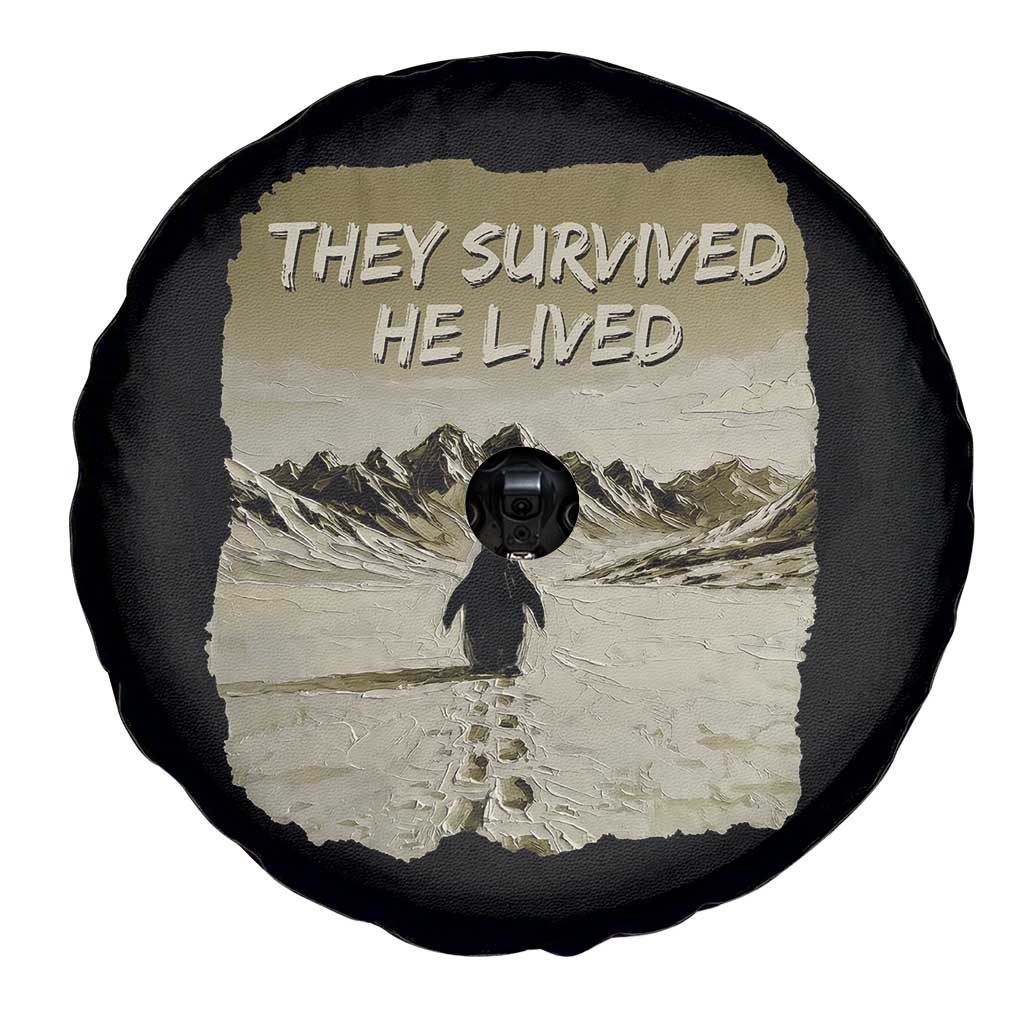 Nihilist Penguin Hiking Meme Spare Tire Cover They Survived He Lived